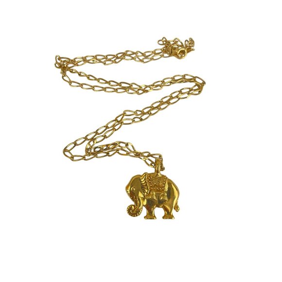 Gold-Tone Coin Pendant Necklace With Rope Chain & Elephant Charm - Picture 8 of 8